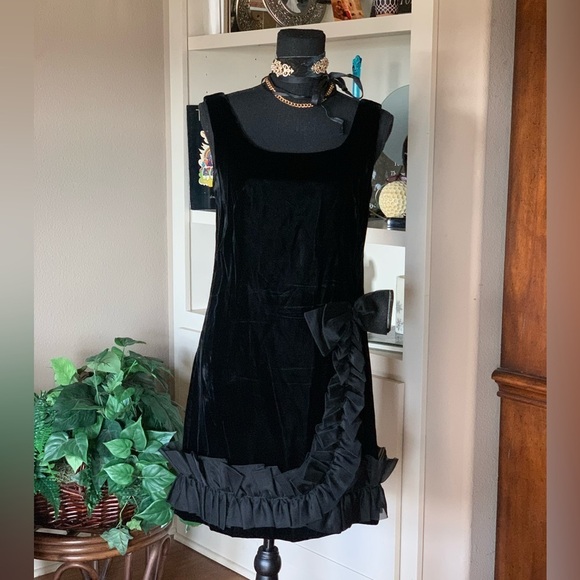 Vintage Black Velvet Party‎ Dress - Picture 1 of 11